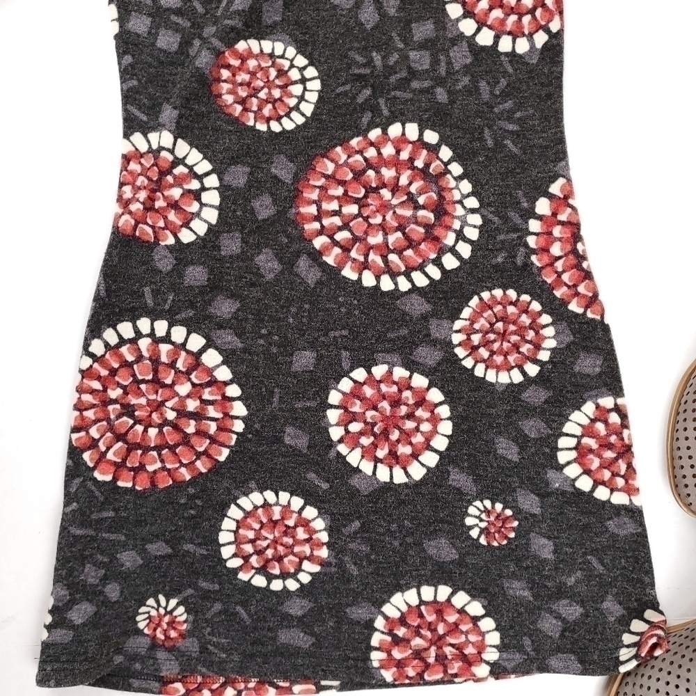 Anthro Aryeh Charcoal Red Poppy Boho Sweater Dress Sz S - Picture 11 of 12
